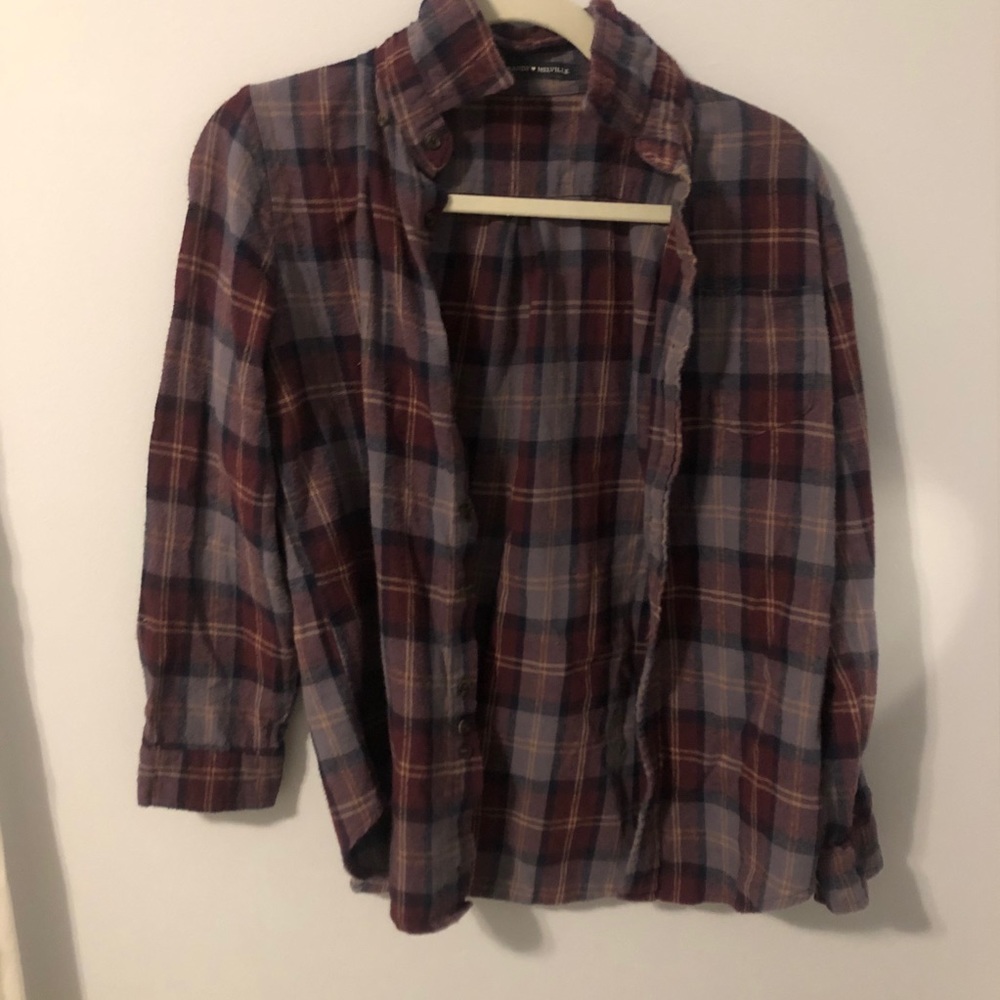 BRANDY MELVILLE PURPLE BURGUNDY FLANNEL - Picture 5 of 7
